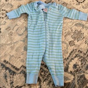 Blue and Green Striped Hanna Andersson One Piece Pajamas 0-6 months